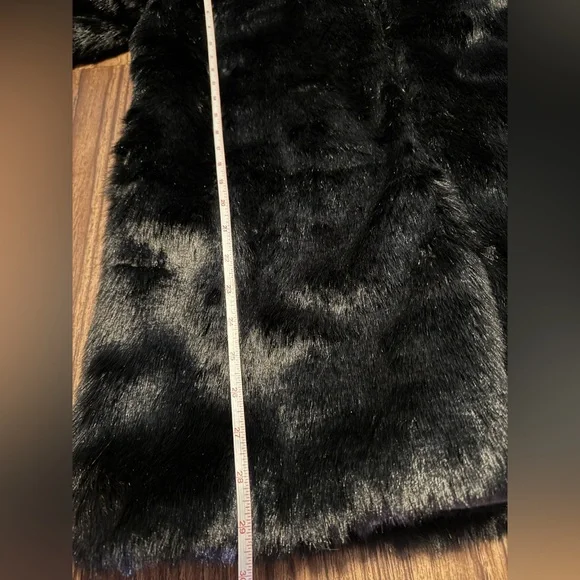 Black Faux Fur Hooded Coat, Women’s Medium - Picture 10 of 10